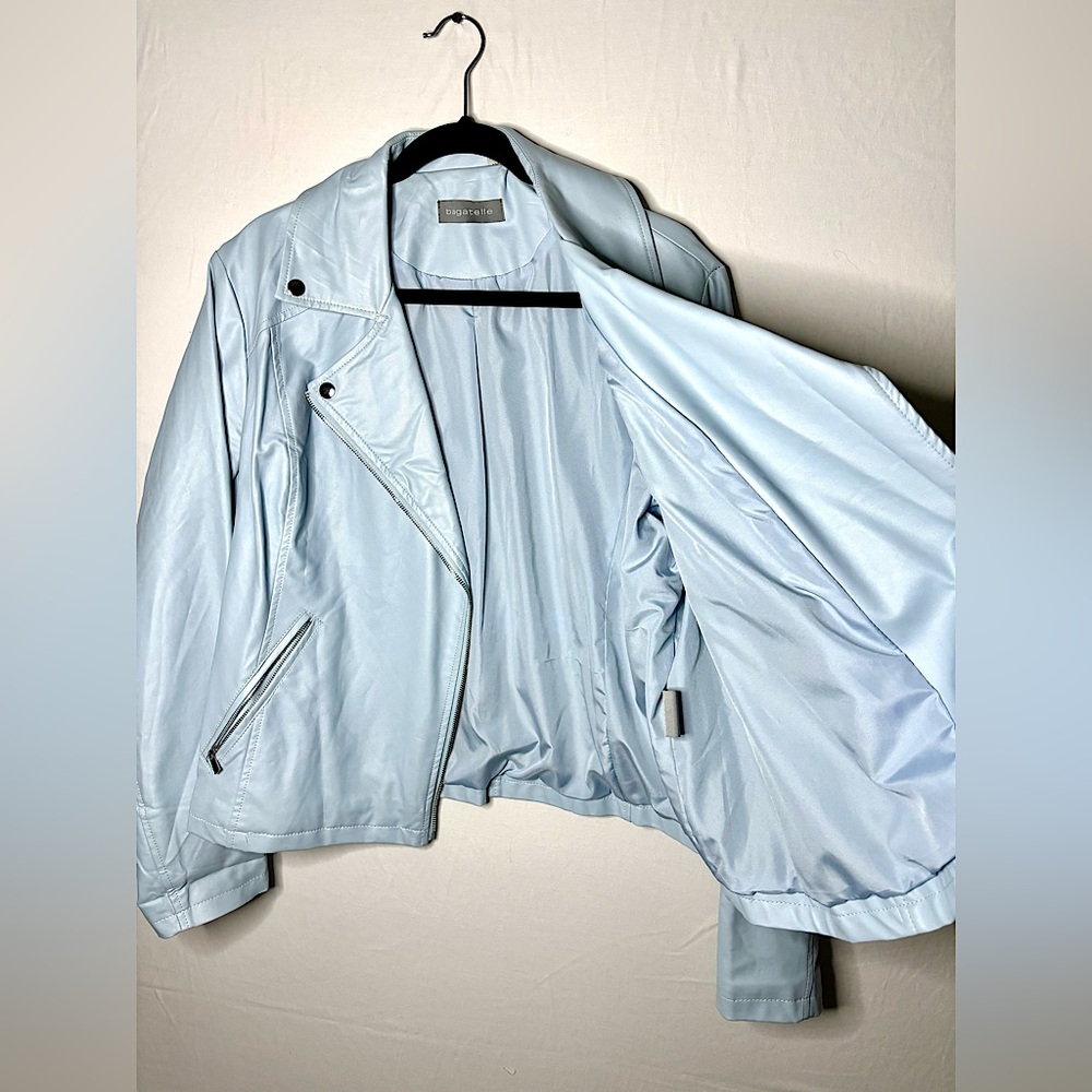Bagatelle Pale Blue Faux Leather Jacket - Picture 4 of 8